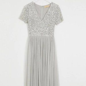 ASOS Maya Bridesmaid V Neck Maxi Dress Tulle